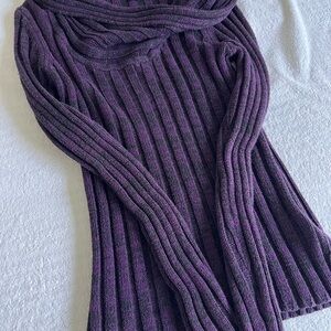 Apt. 9 Purple Cowl Neck Sweater with Ribbed Texture